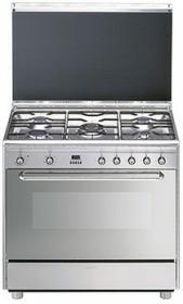 fornuis gasfornuis met elektrische oven Smeg SCB90MFX6 fornuis gasfornuis met elektrische oven SCB 90MFX6 SCB 90 MFX 6