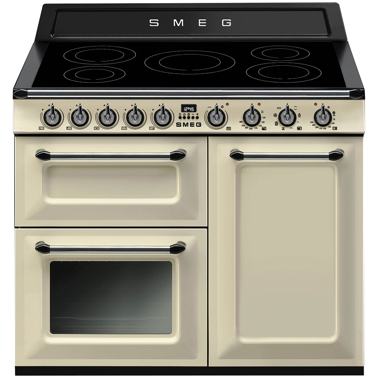 SMEG TR103IP2 Fornuis 100 x 60 90 - 5 inductiezones - 2 ovens multifunctie + 1 grill oven - energieklasse A - crème